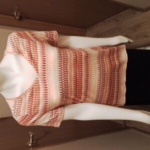 Chico's striped top, shades of rust/orange/cream, size 0 (Small)
